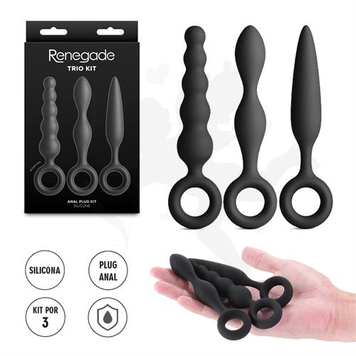 Kit de 3 dilatadores anales de silicona Slip, Slide y Slim